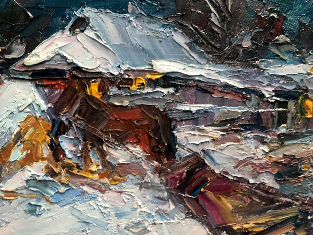 Oil painting Quiet winter evening Alexander Nikolaevich Cherednichenko - 7