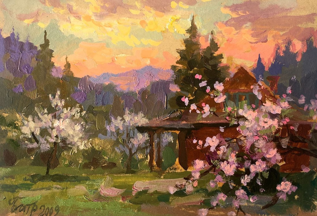Oil painting Evening Batrakov Vladimir Grigorievich: Title: Oil painting Evening Batrakov Vladimir Grigorievich Description: No.AAA2567 *** ABOUT THIS PAINTING *** * TITLE: "Evening" * ARTISTS: Batrakov Vladimir Grigorievich * SIZE: 22x15.5 cm/'8.66x6.1