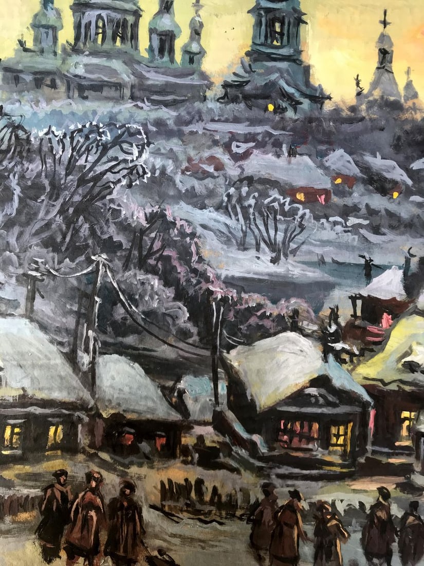 Oil painting Winter evening Alexander Arkadievich Litvinov - 10