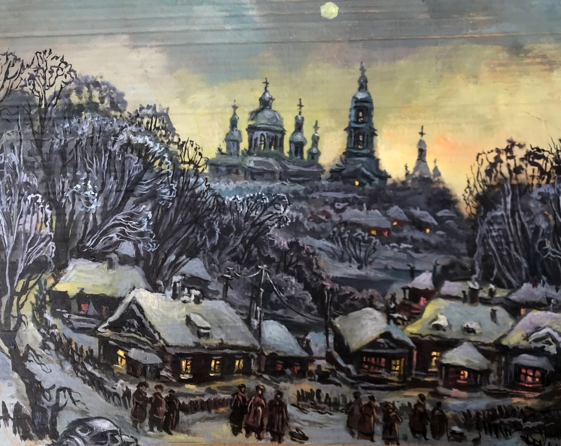 Oil painting Winter evening Alexander Arkadievich Litvinov (1 of 12)
