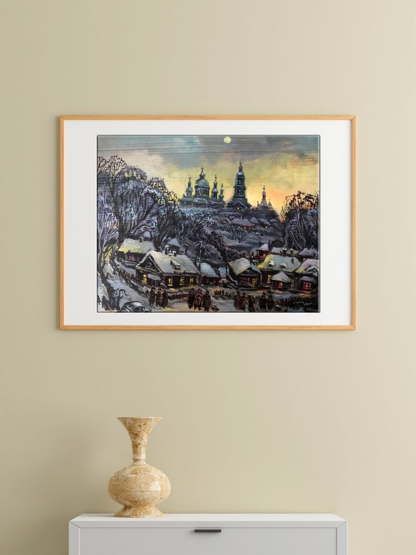 Oil painting Winter evening Alexander Arkadievich Litvinov - 2