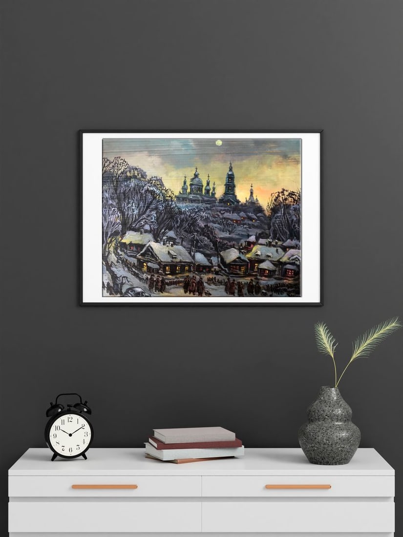 Oil painting Winter evening Alexander Arkadievich Litvinov - 3