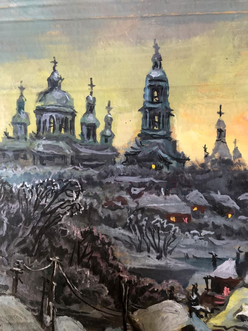 Oil painting Winter evening Alexander Arkadievich Litvinov - 8