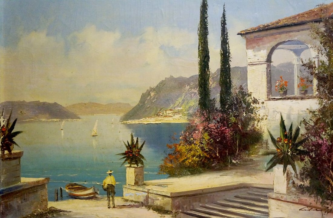 Oil painting At the resort: Title: Oil painting At the resort Description: No.Vern 668 *** ABOUT THIS PAINTING *** * TITLE: "At the resort" * ARTISTS: Unknown artist * SIZE: 50x70 cm/'19.68x27.55 inches' * MEDIUM: oil, canvas * 