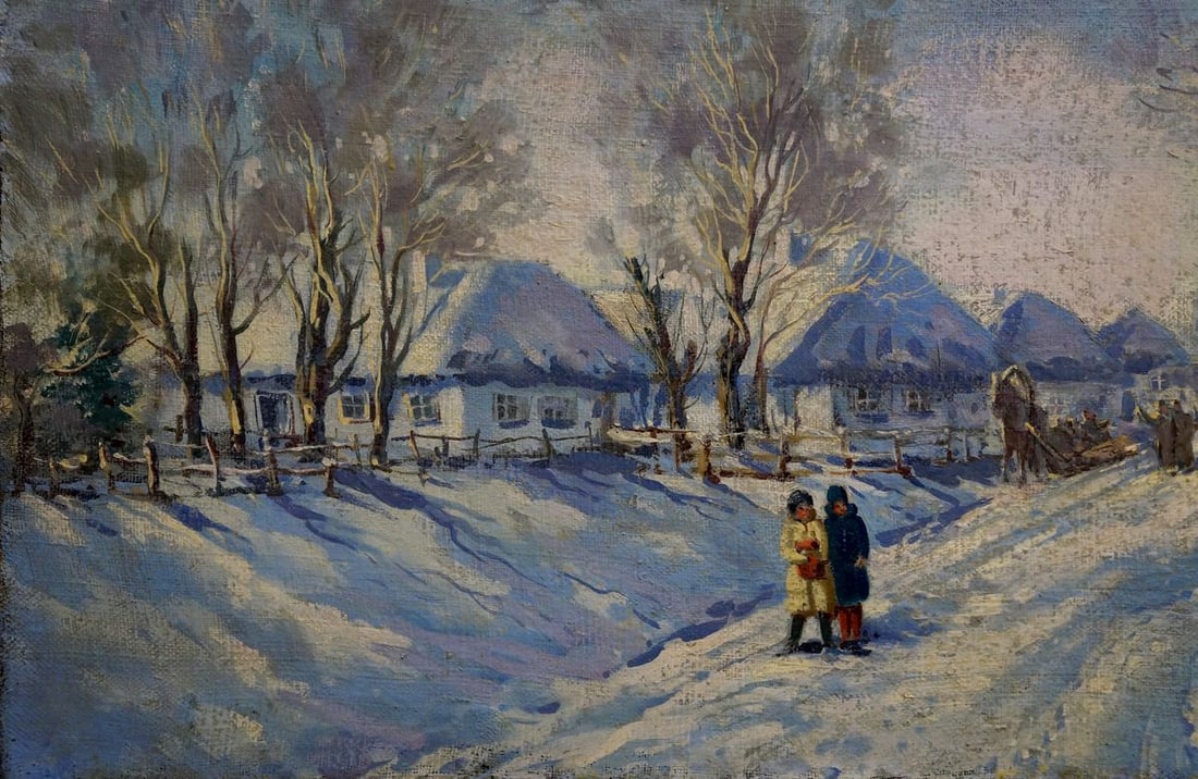Oil painting Winter. Rural landscape Lysenko Sergey Nikolaevich - 2