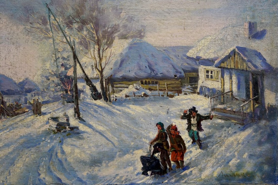 Oil painting Winter. Rural landscape Lysenko Sergey Nikolaevich - 5