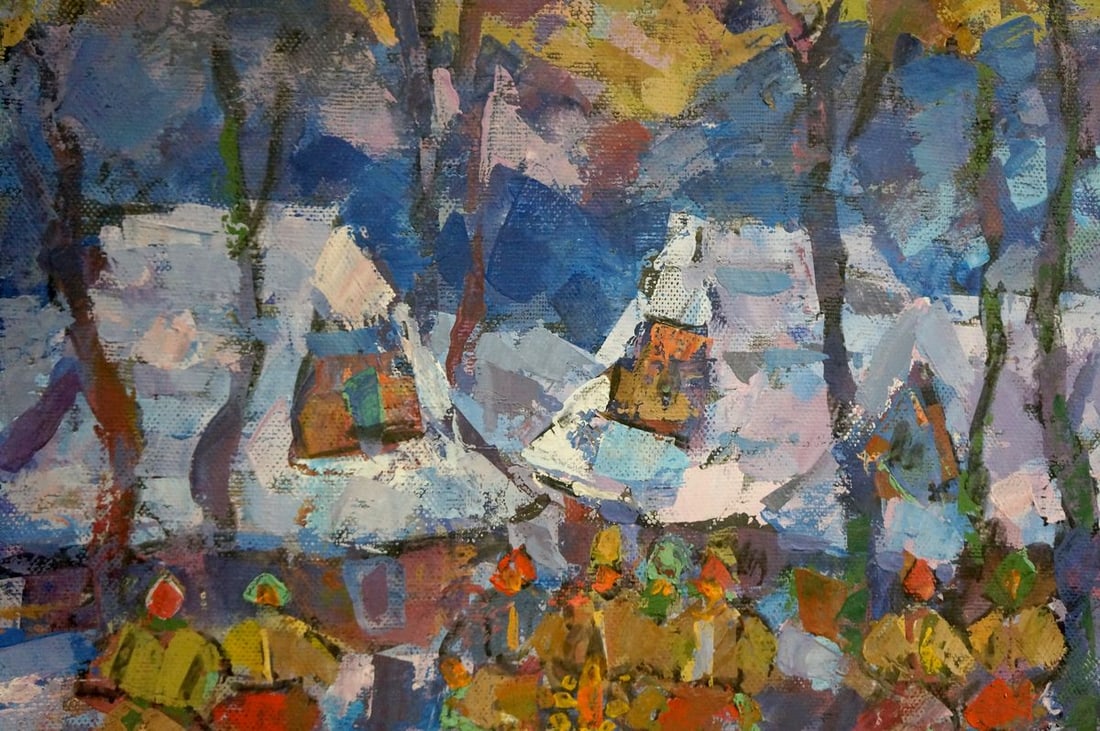 Oil painting Village gatherings Yuri Hertz - 3