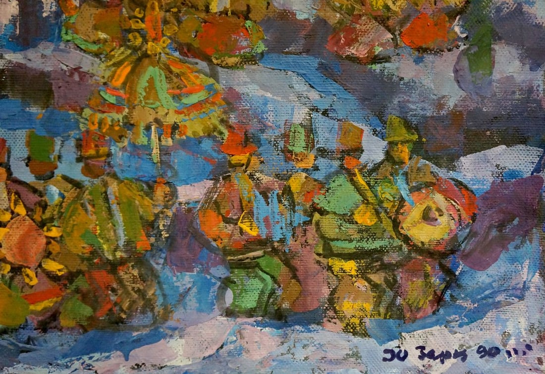 Oil painting Village gatherings Yuri Hertz - 5