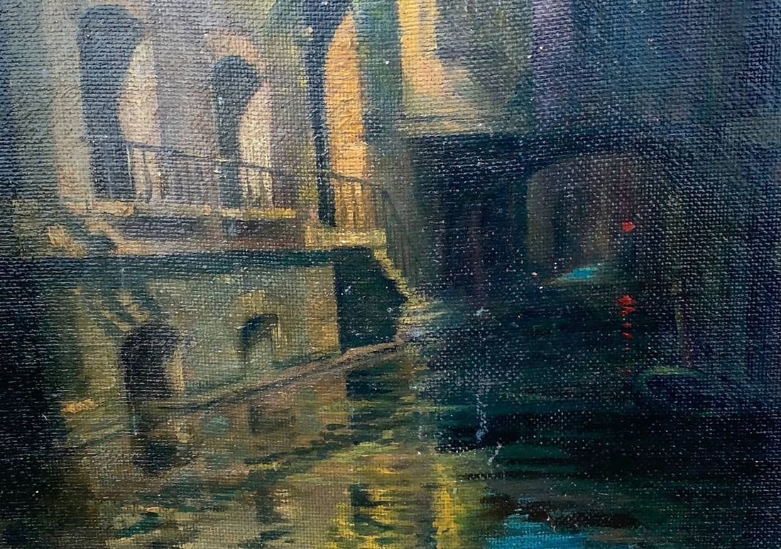 Oil painting Black Canal in Venice L. Loyd - 4