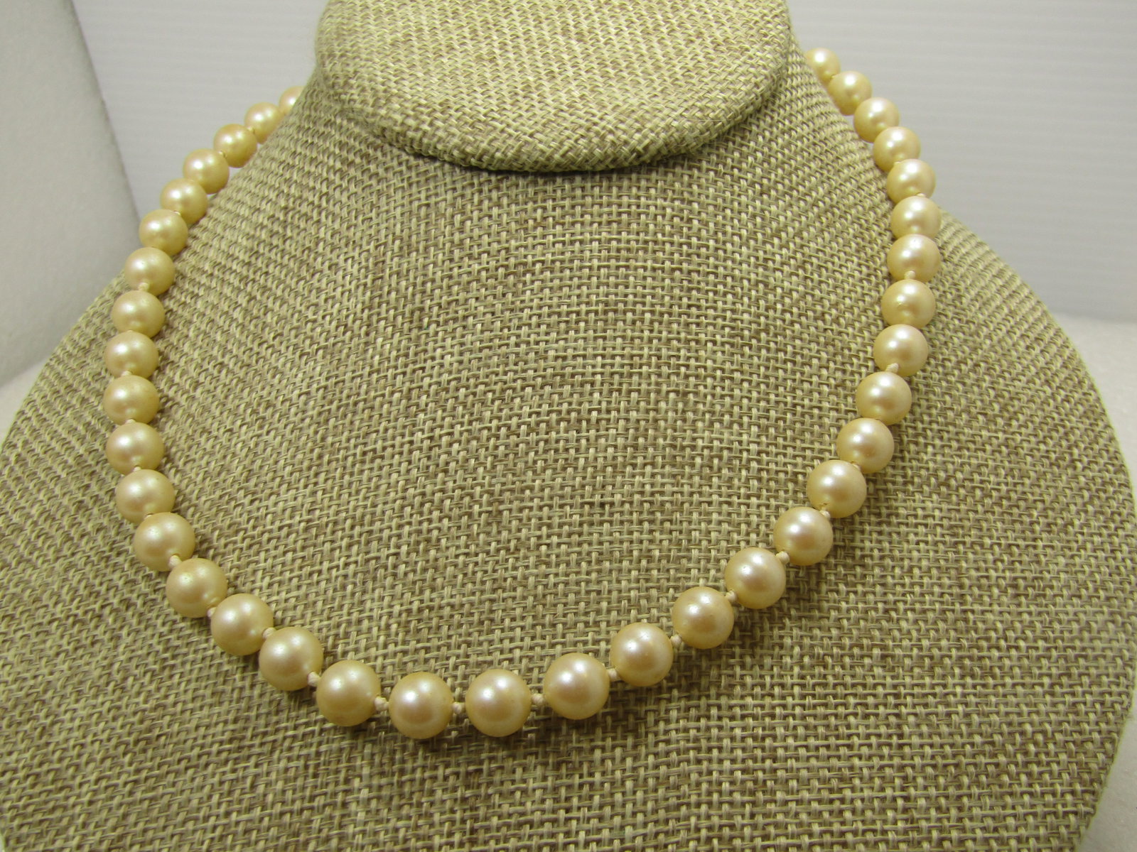 Vintage Knotted Pearl Necklace, 7.8mm, 24", Sterling Filigree Clasp, 1940's - 3