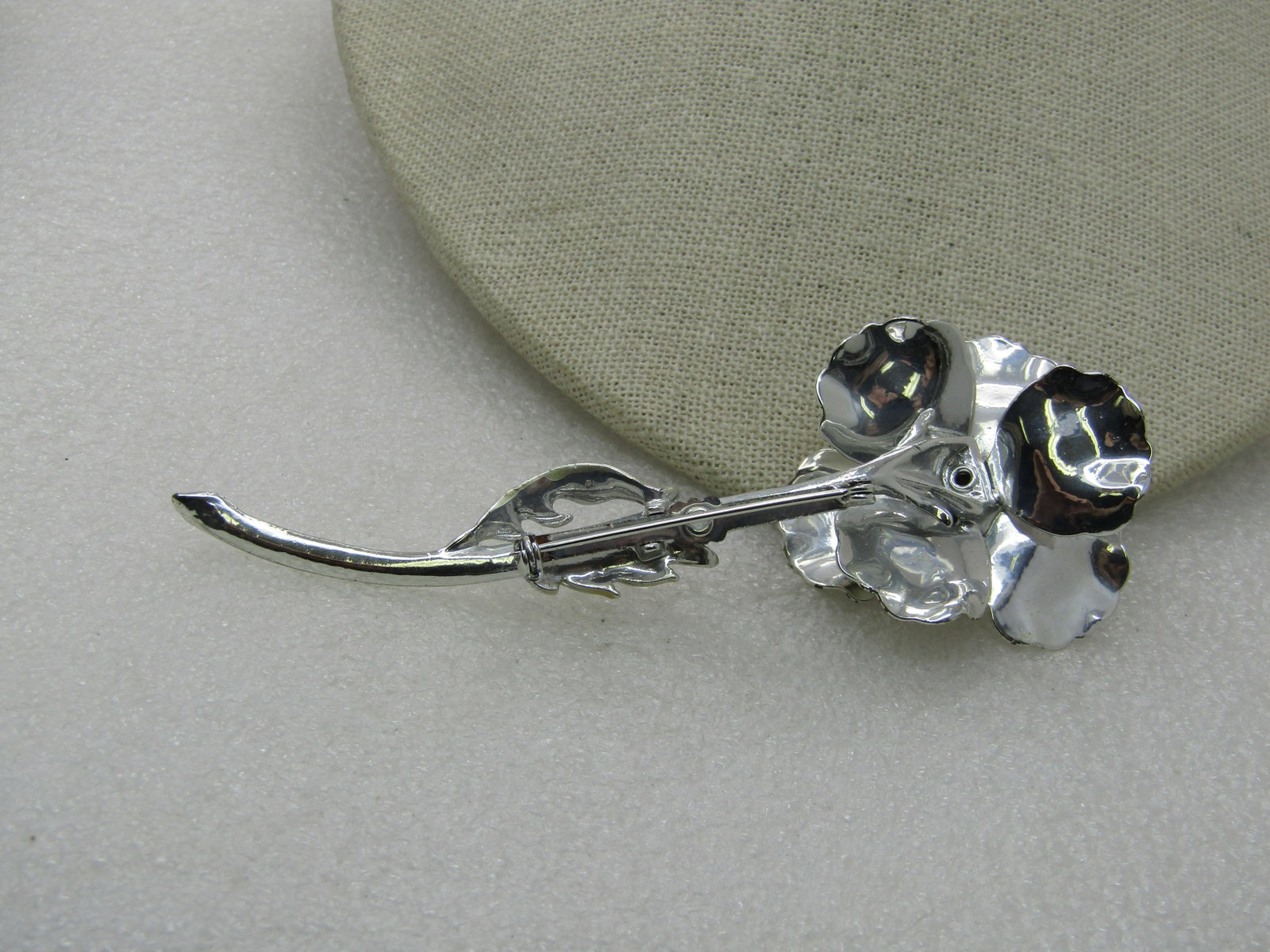 Vintage Long Floral Brooch, AB Rhinestones, 4.25" - 4