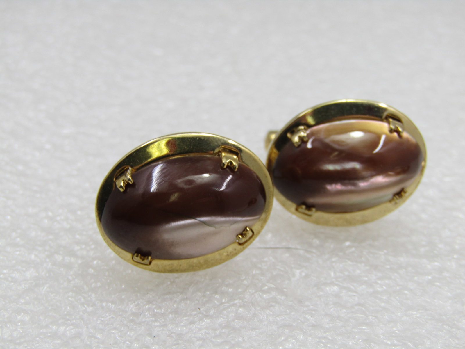 Vintage Brown Cateye Cufflinks & Tie Tack Set, 1960's - 2