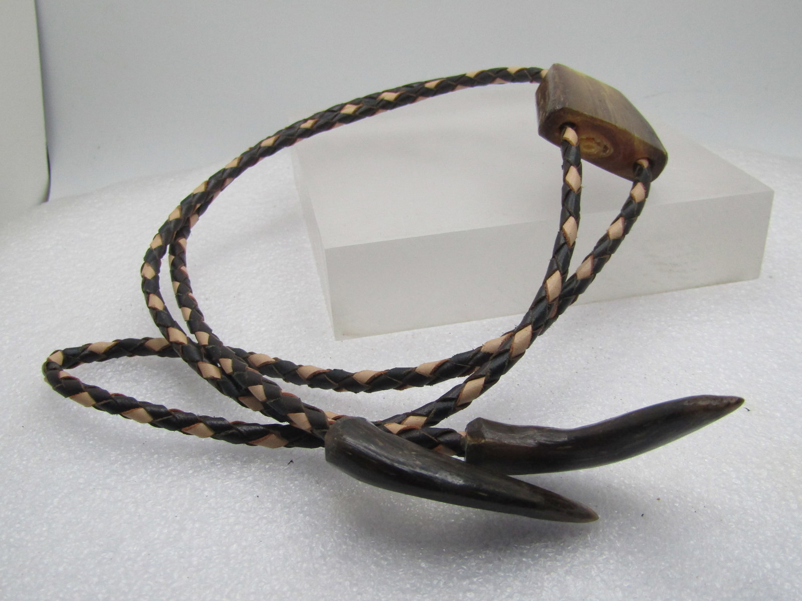 Vintage Polished Horn/Antler Bolo Tie with Horn End Caps, Mid-Century 38", Southwestern - 5