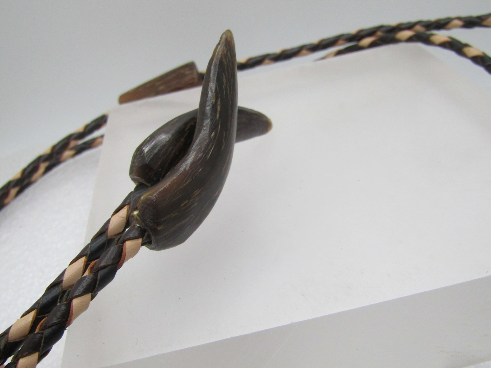 Vintage Polished Horn/Antler Bolo Tie with Horn End Caps, Mid-Century 38", Southwestern - 8