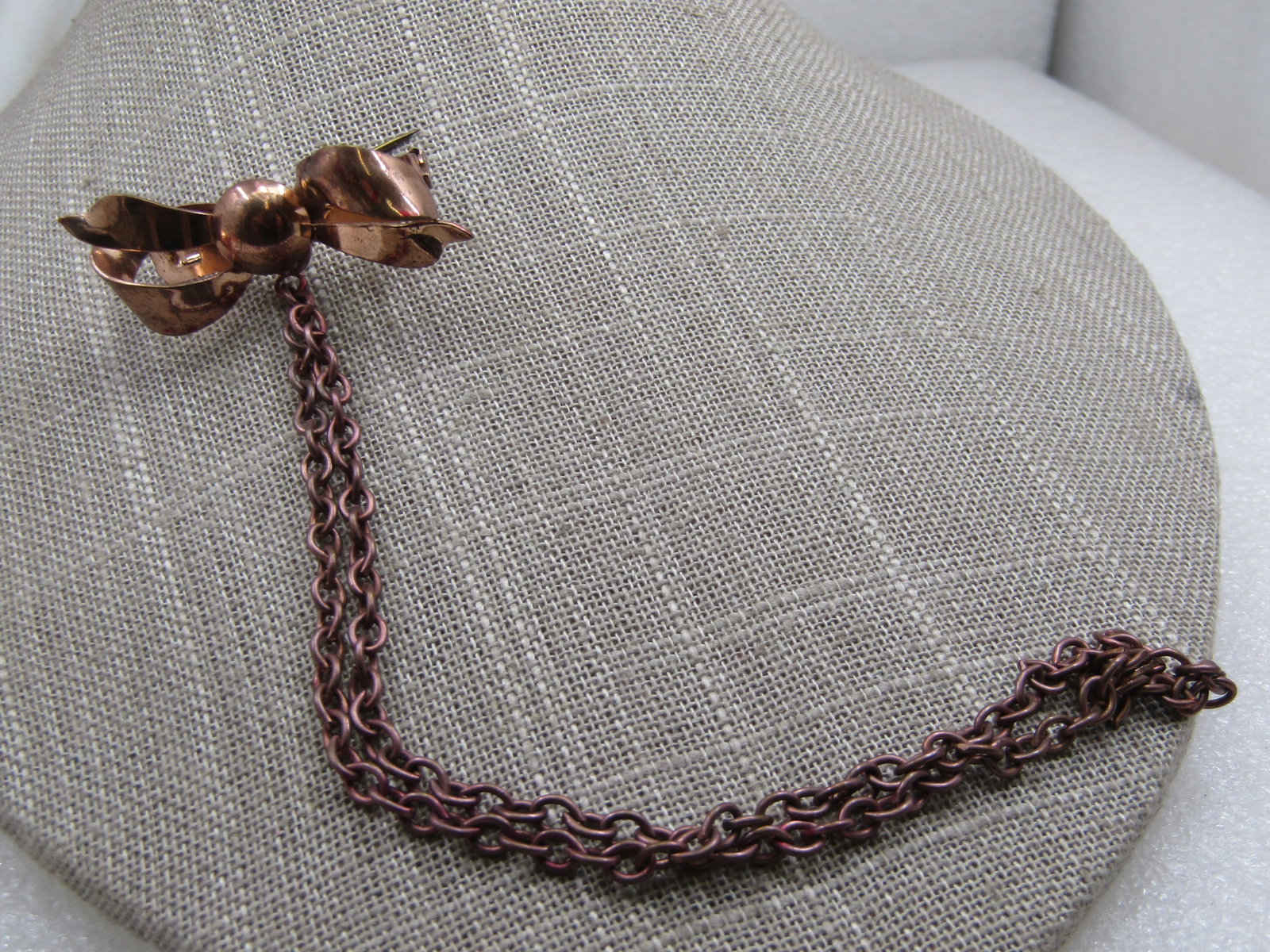 Vintage Rose Gold Bow with 6.5" Drop Chain - 3