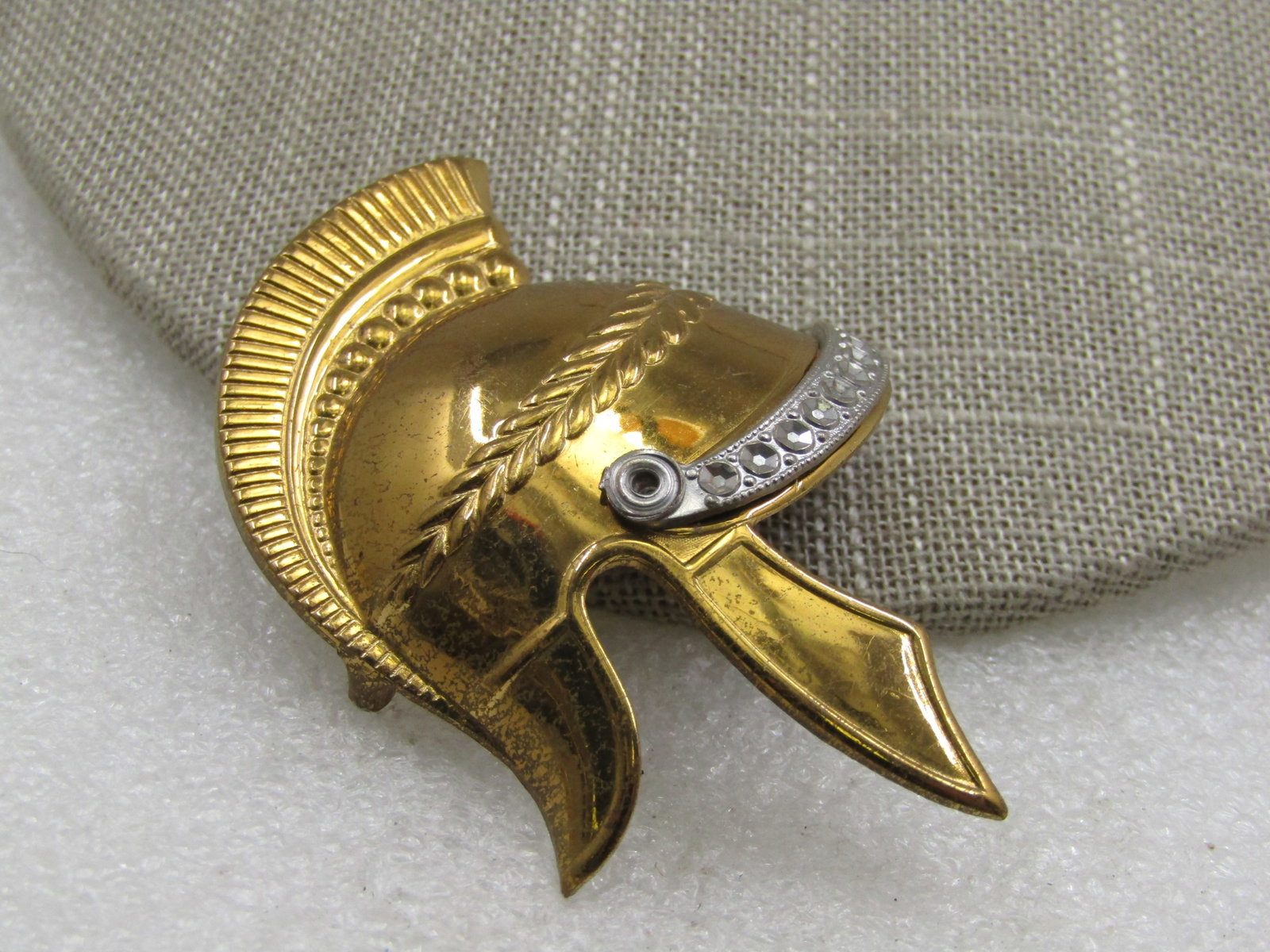 Vintage Gladiator's Helmet Brooch, Two-Tone, 2.5" - 2
