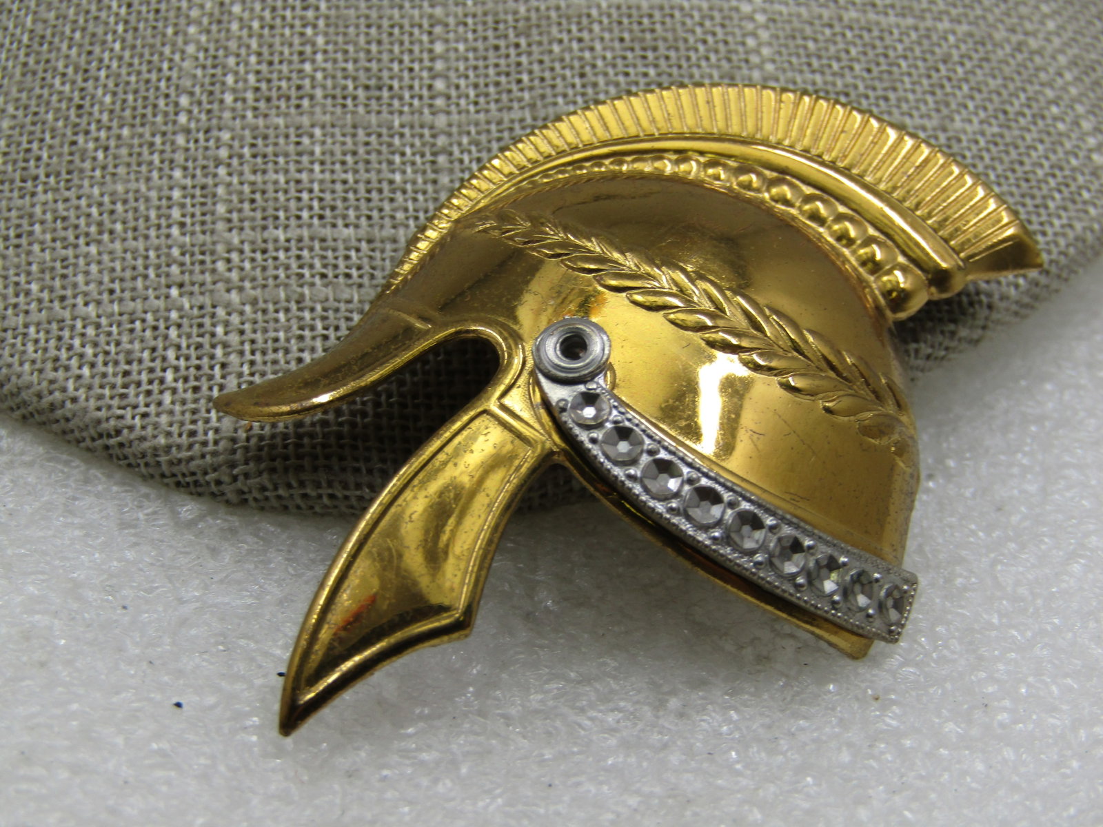 Vintage Gladiator's Helmet Brooch, Two-Tone, 2.5" - 3
