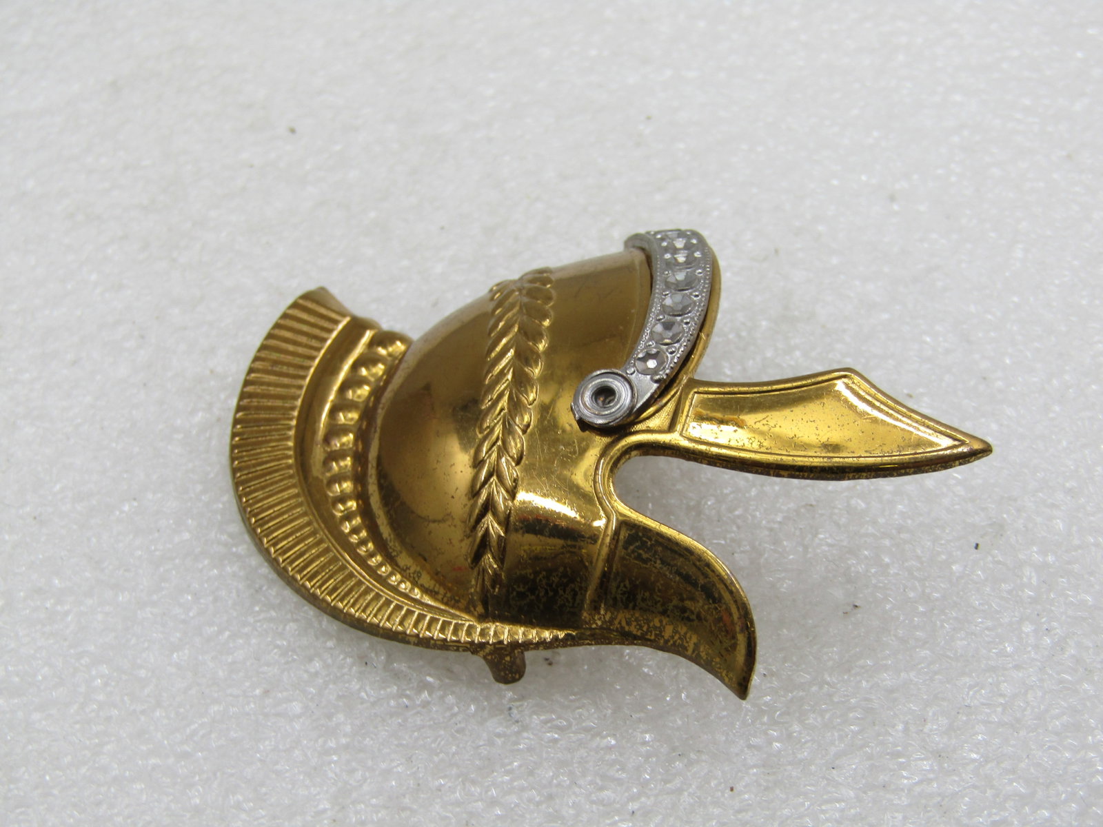 Vintage Gladiator's Helmet Brooch, Two-Tone, 2.5" - 4