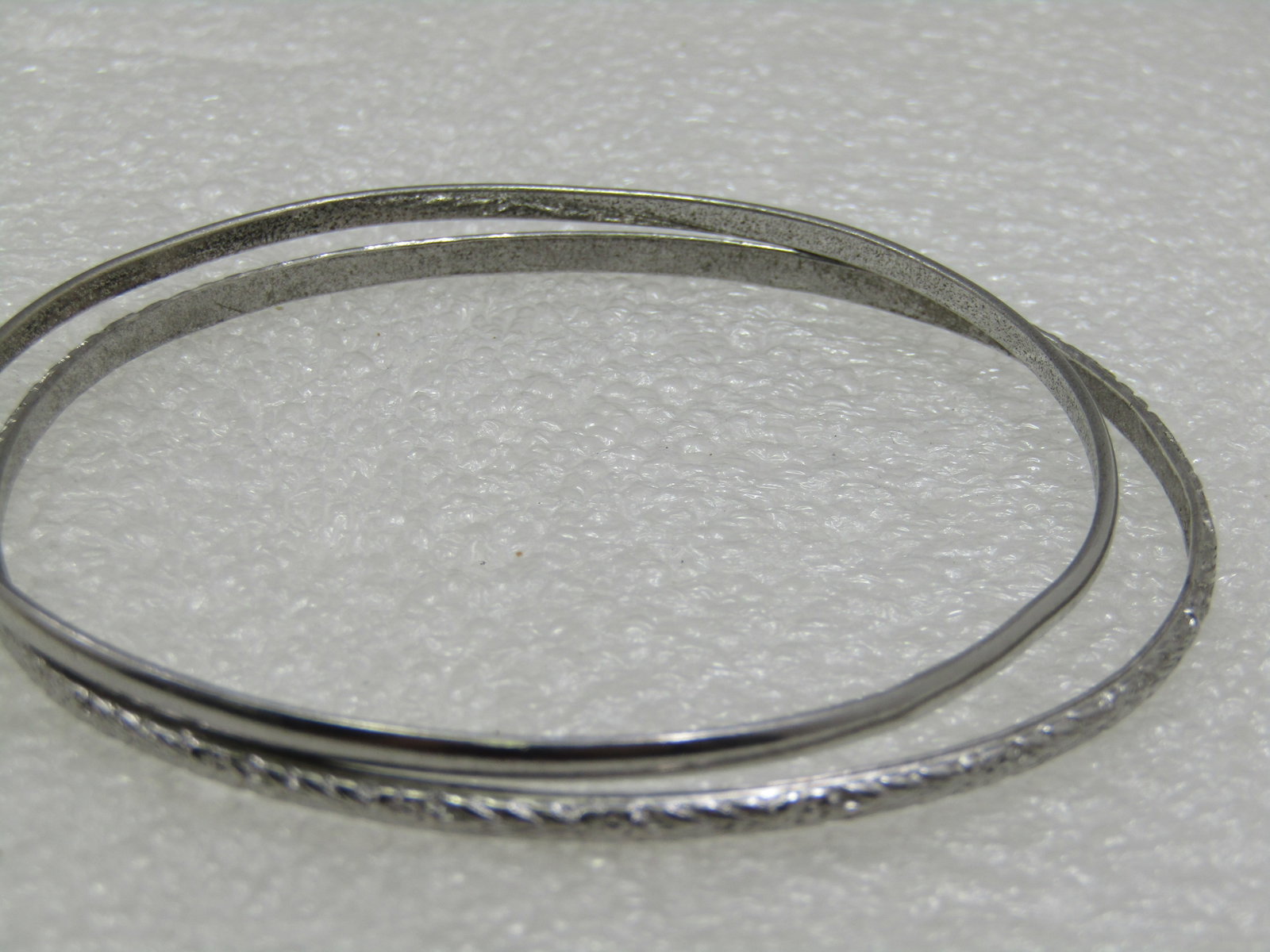 Vintage Pair of Sterling Bangle Bracelets, 7.75", Signed BB - 3