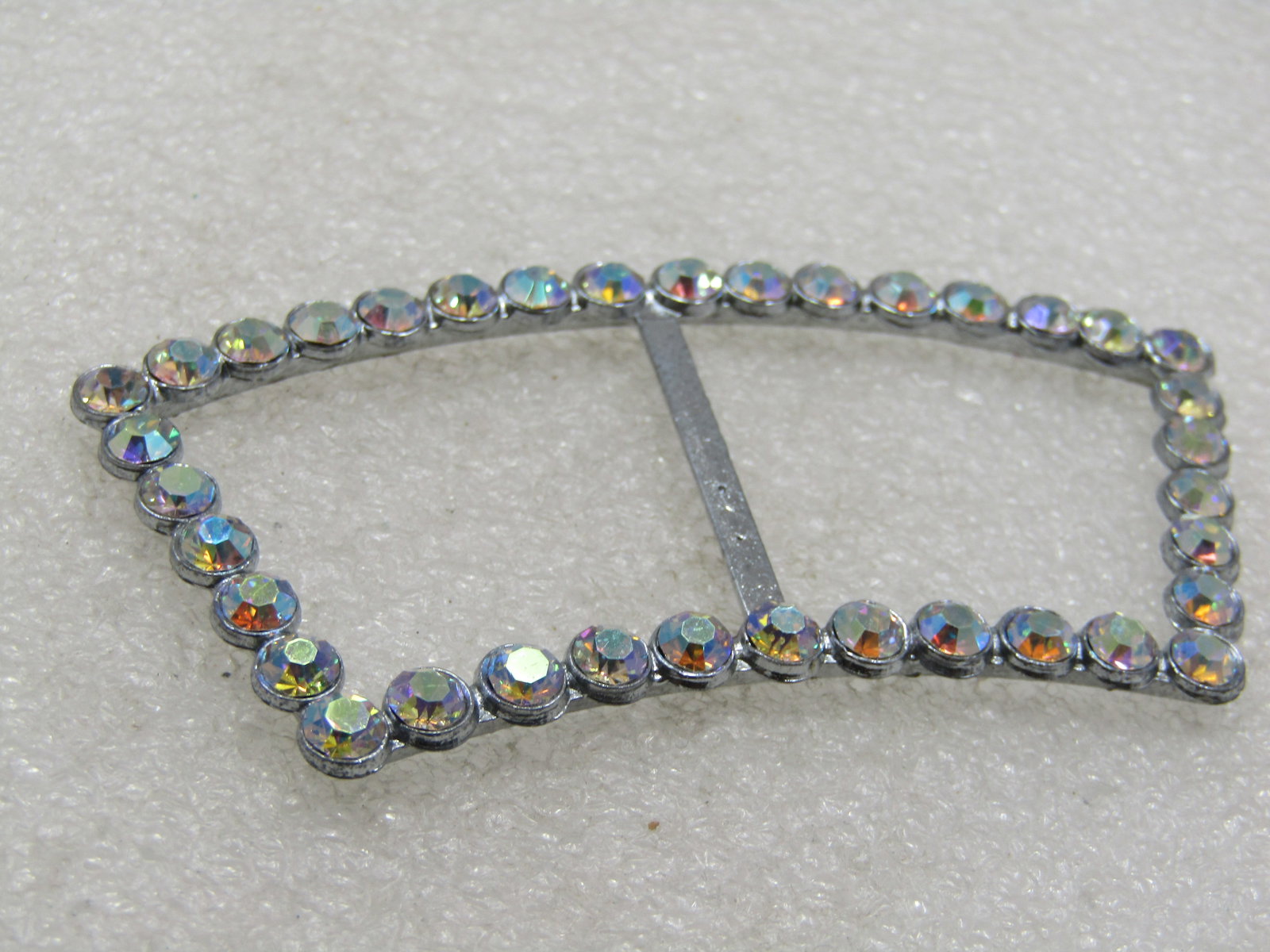 Vintage Curved Aurora Borealis Rhinestone Buckle, 1950's-1960's, 3" - 4