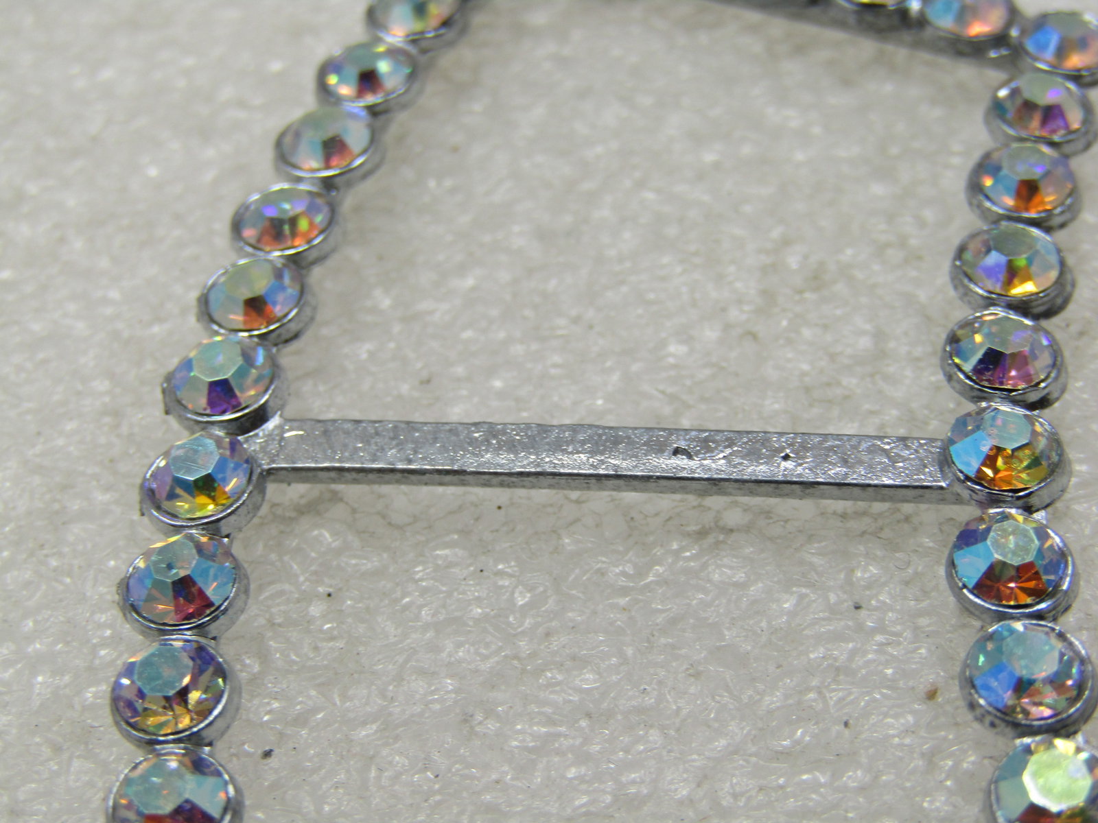 Vintage Curved Aurora Borealis Rhinestone Buckle, 1950's-1960's, 3" - 5
