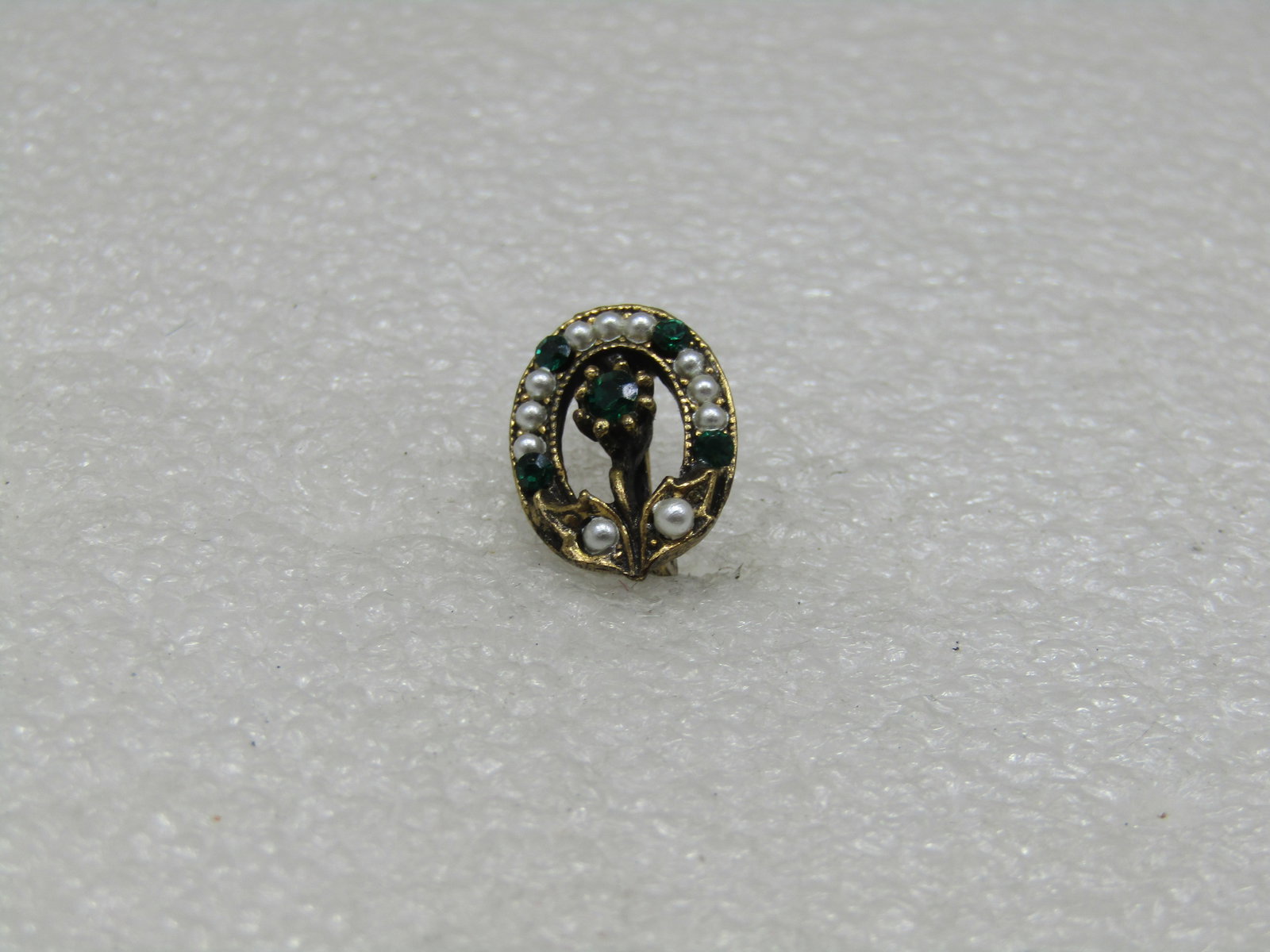 Vintage Petite Seed Pearl Rhinestone Floral Brooch - 2