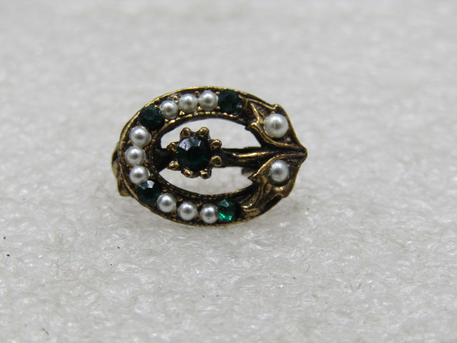 Vintage Petite Seed Pearl Rhinestone Floral Brooch - 3