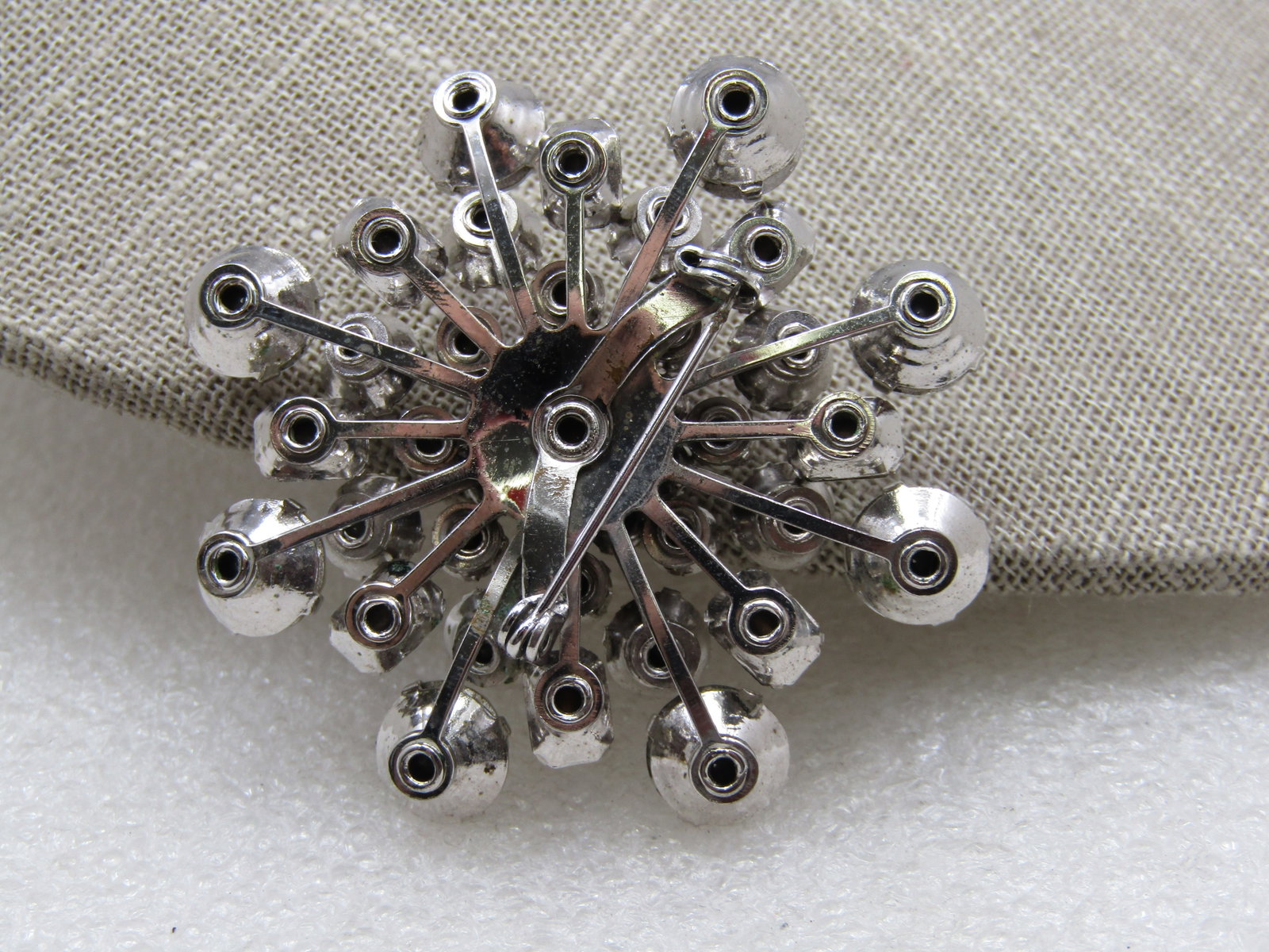 Vintage Clear Rhinestone Tiered Blossom Brooch, 2", 1940's-1960's - 5