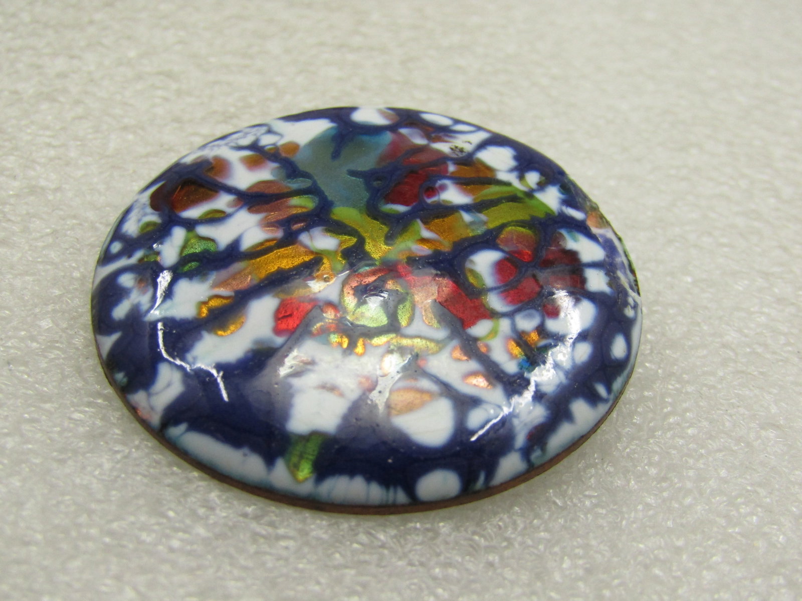 Vintage Enamled Copper Brooch, Colorful Abstract, 1.75" - 5