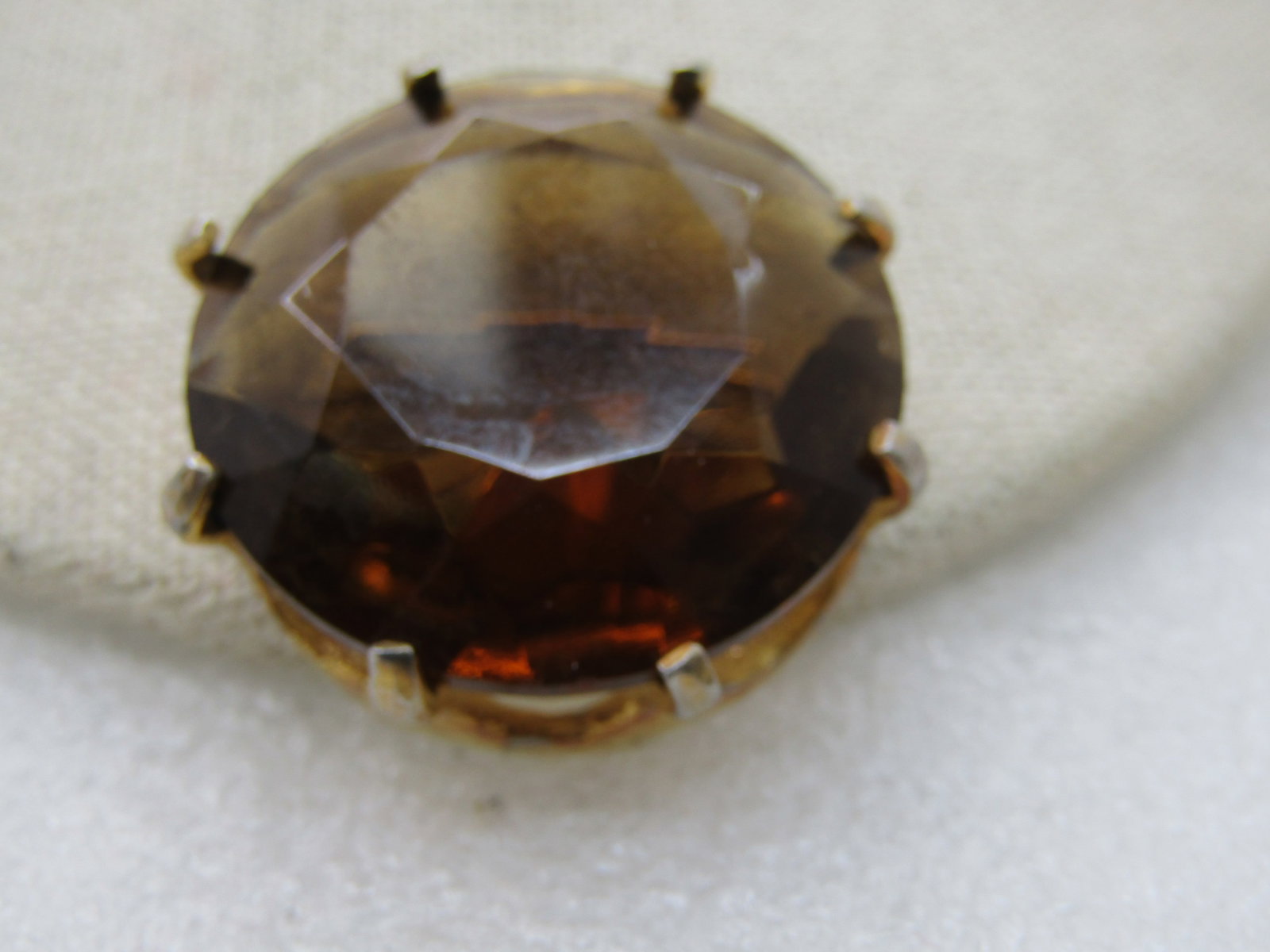 Vintage Smokey Glass Stone Brooch, 1.25" Prong-Set, 1960's - 6