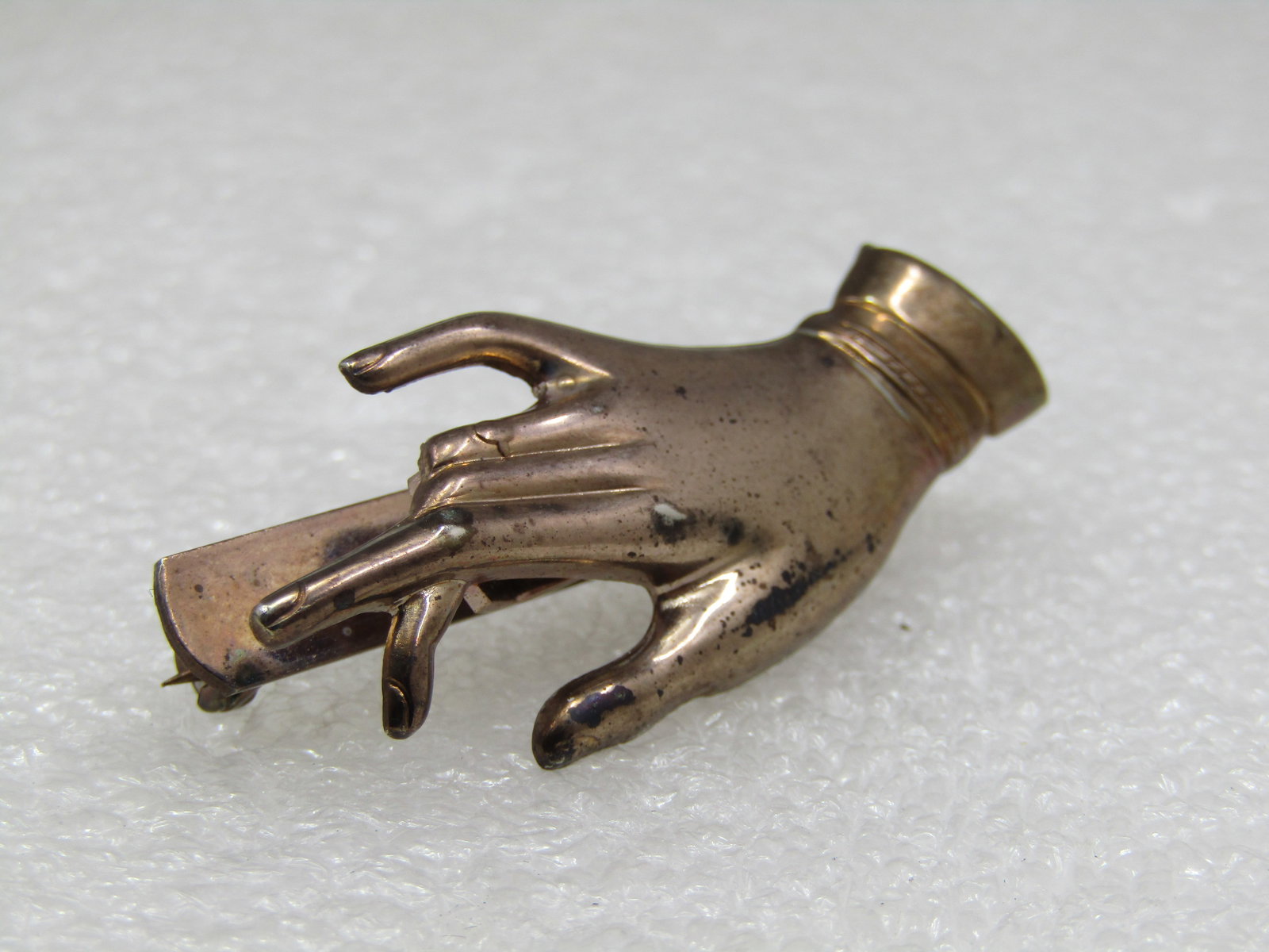Vintage Hand Brooch With Open Area to Hold Something, 1940's-1950's - 2