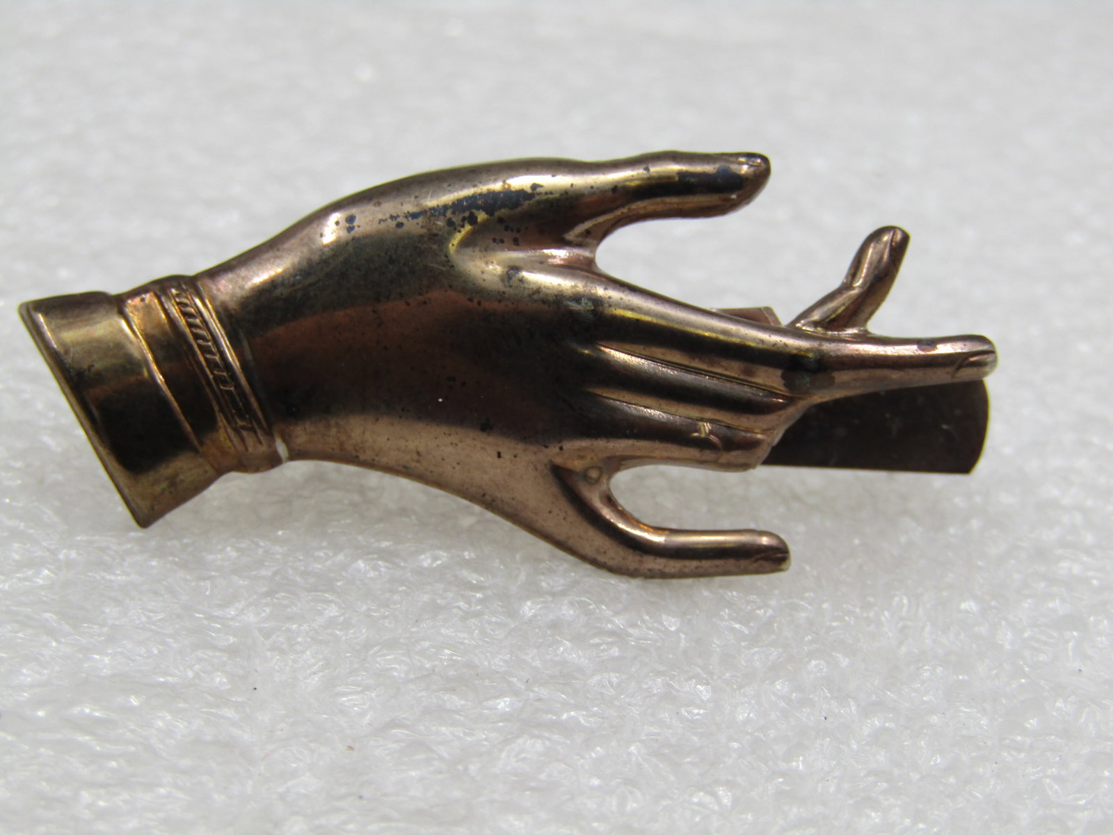 Vintage Hand Brooch With Open Area to Hold Something, 1940's-1950's - 5