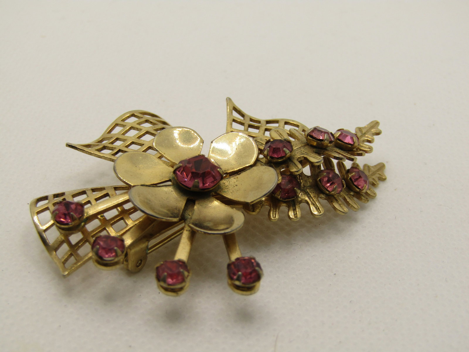 Vintage 1960's Rhinestone FlorMod Brooch, 2.25" - 2