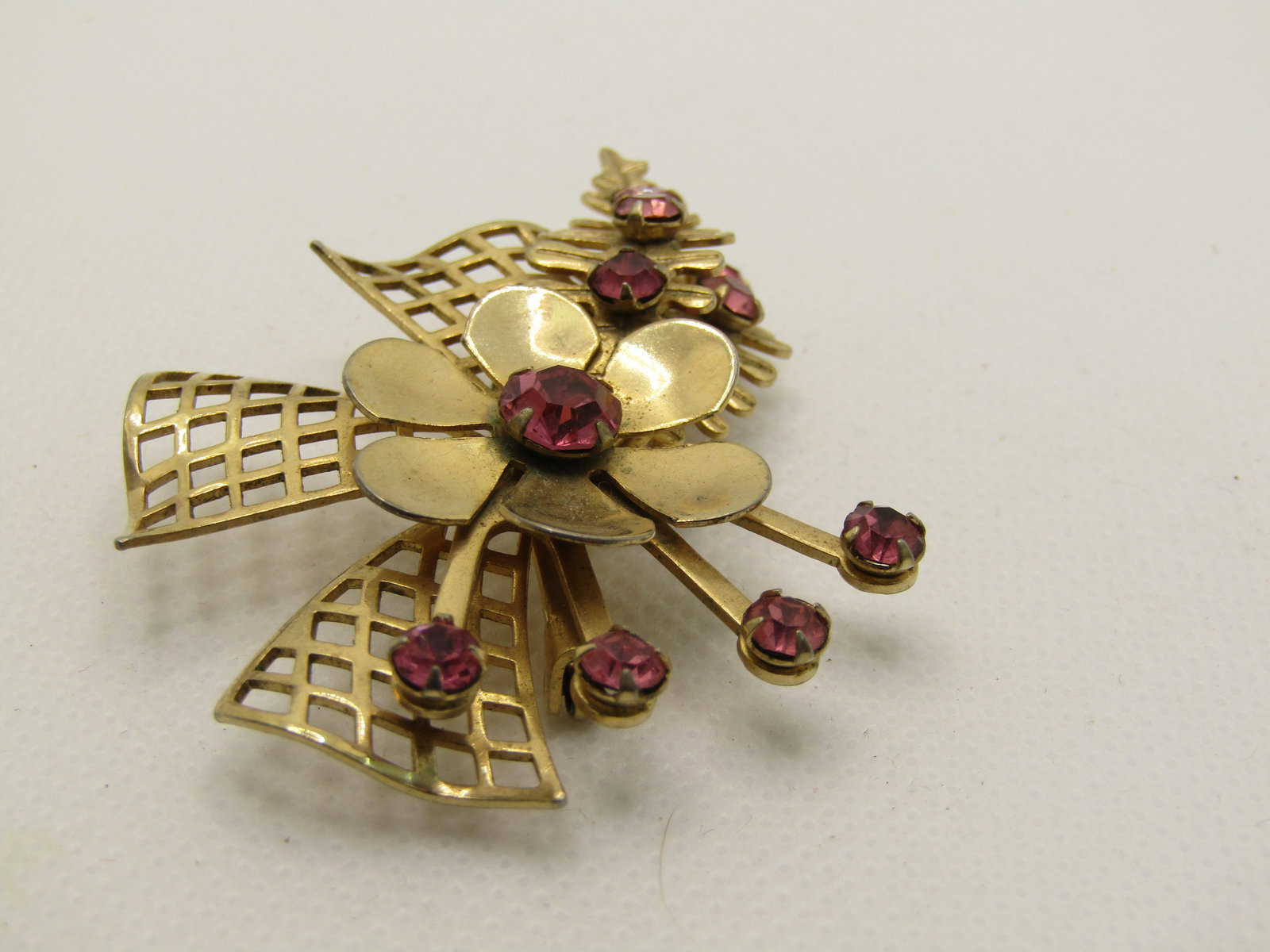 Vintage 1960's Rhinestone FlorMod Brooch, 2.25" - 3