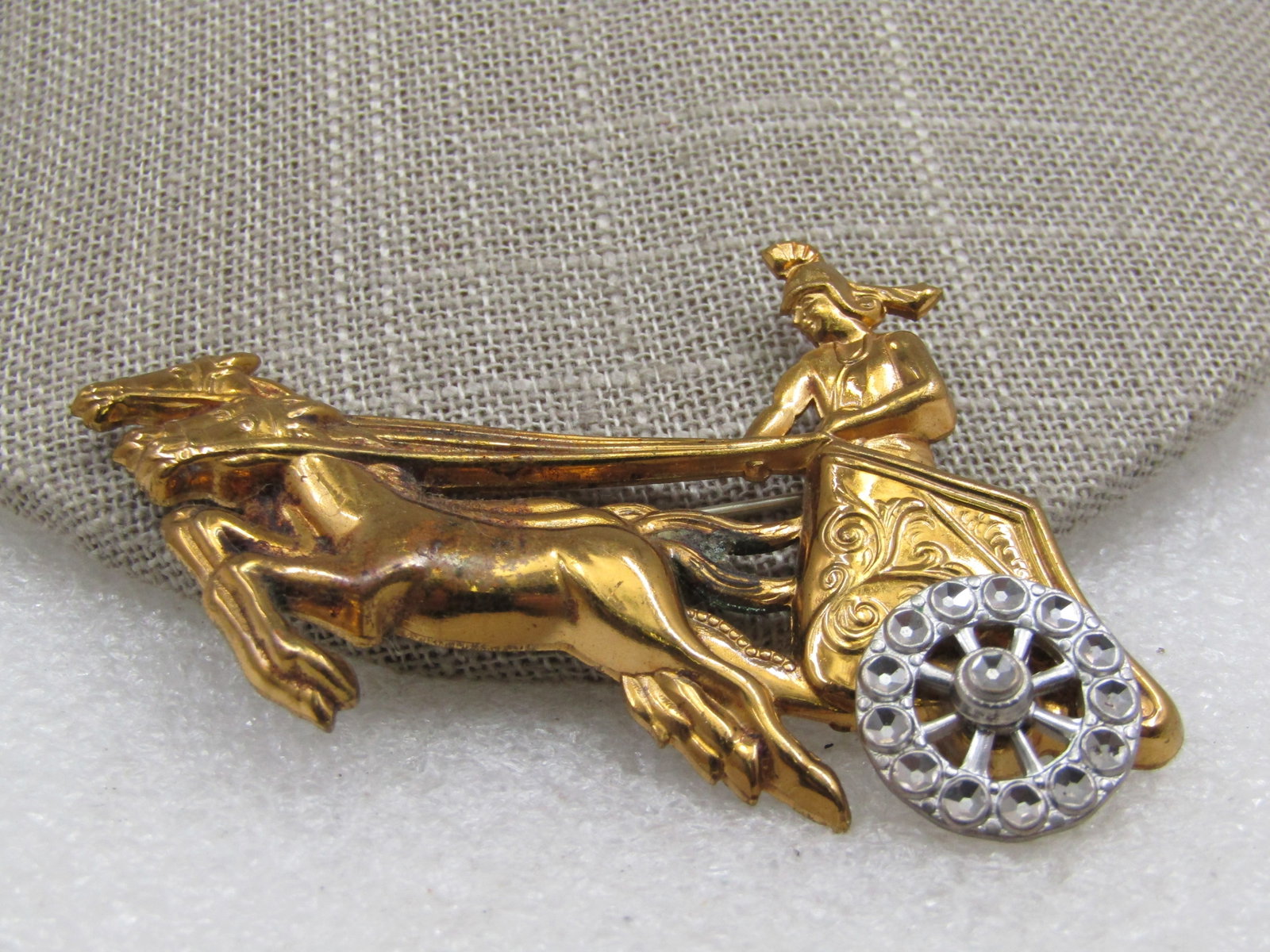 Vintage Gladiator and Chariot Brooch, Two-Tone, 2.75" (1 of 5)