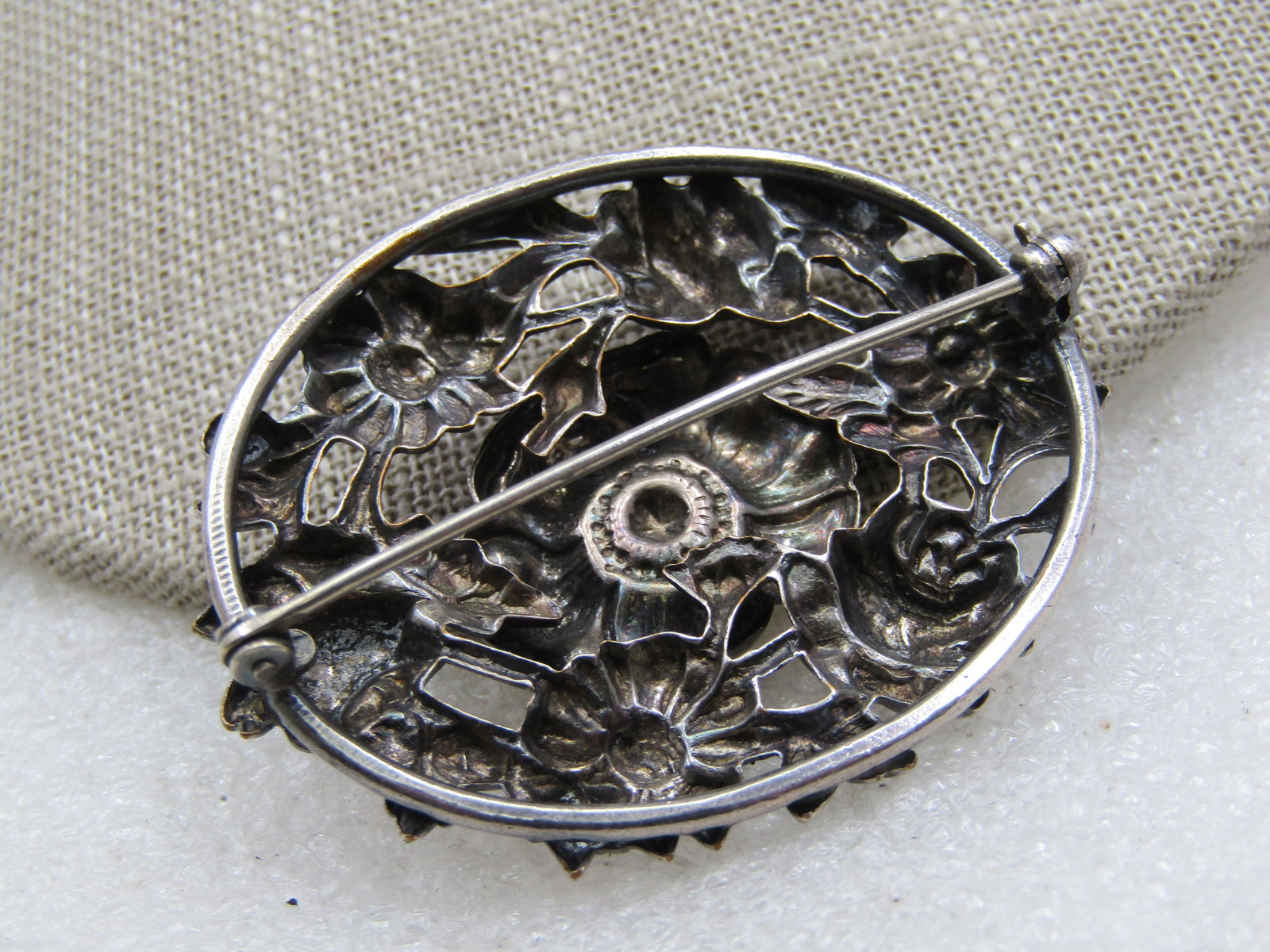 Vintage Silver Plated Mixed Floral Brooch, Mid-Century - 4