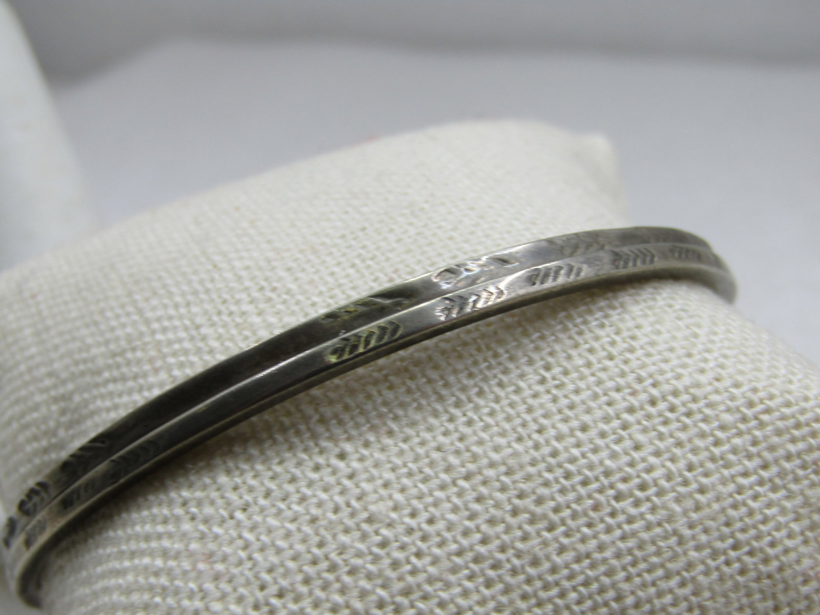 Vintage Pair Sterling Bangle Bracelets, Taxco, Mexico, 7.75" - 2