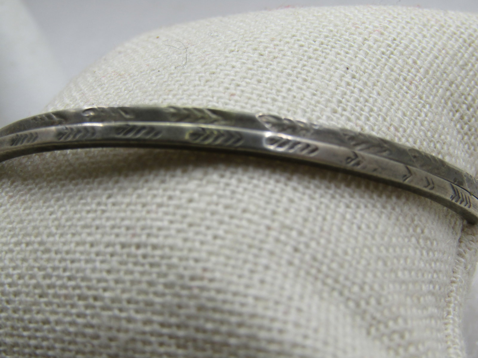 Vintage Pair Sterling Bangle Bracelets, Taxco, Mexico, 7.75" - 3