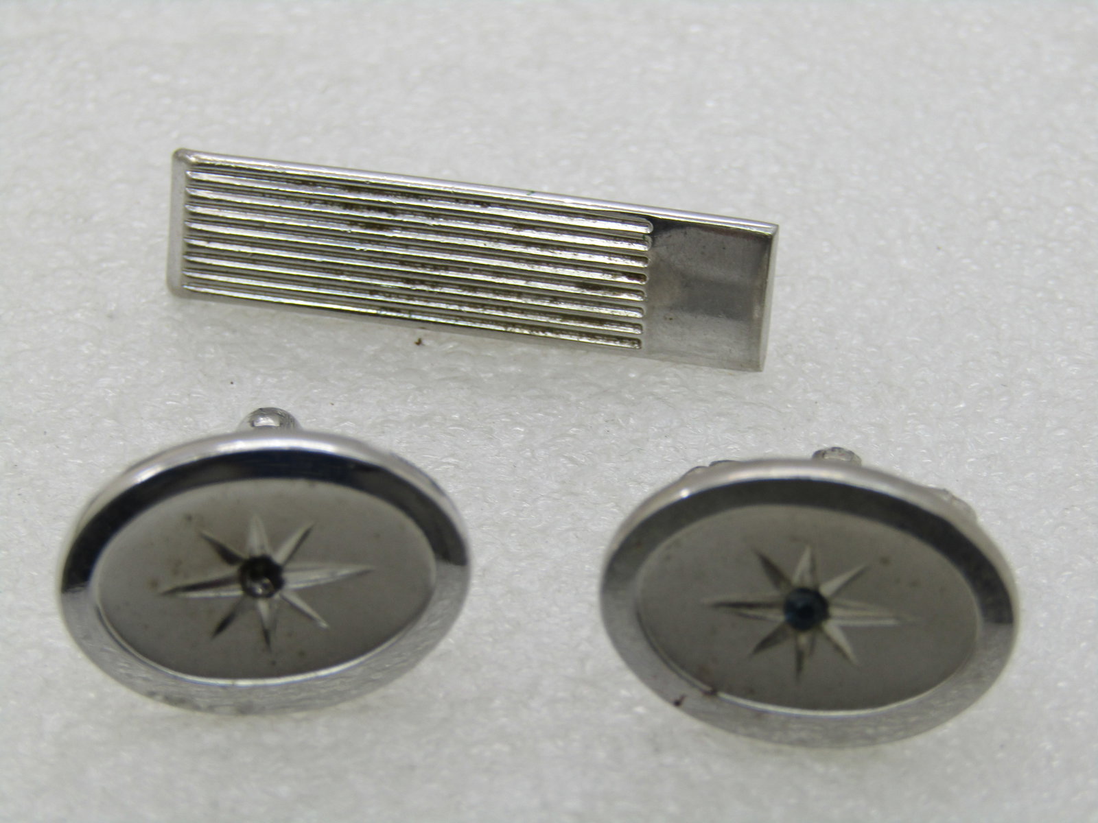 Vintage Cufflinks & Swank Tie Bar Lot , 1960's-1970's, Silver Tone - 2