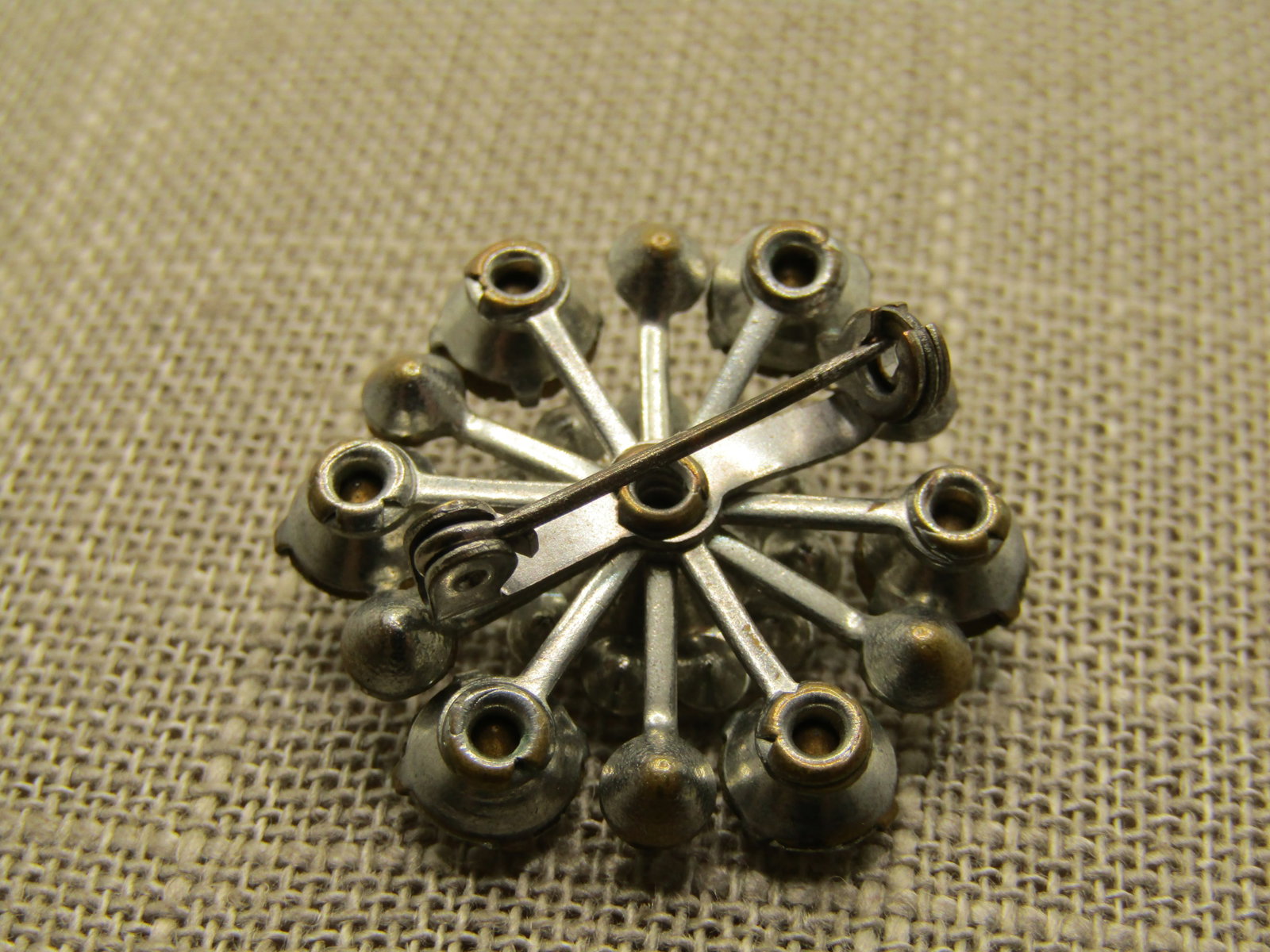 Vintage Clear Rhinestone Blossom Brooch, 1-1/8", 1940's - 5