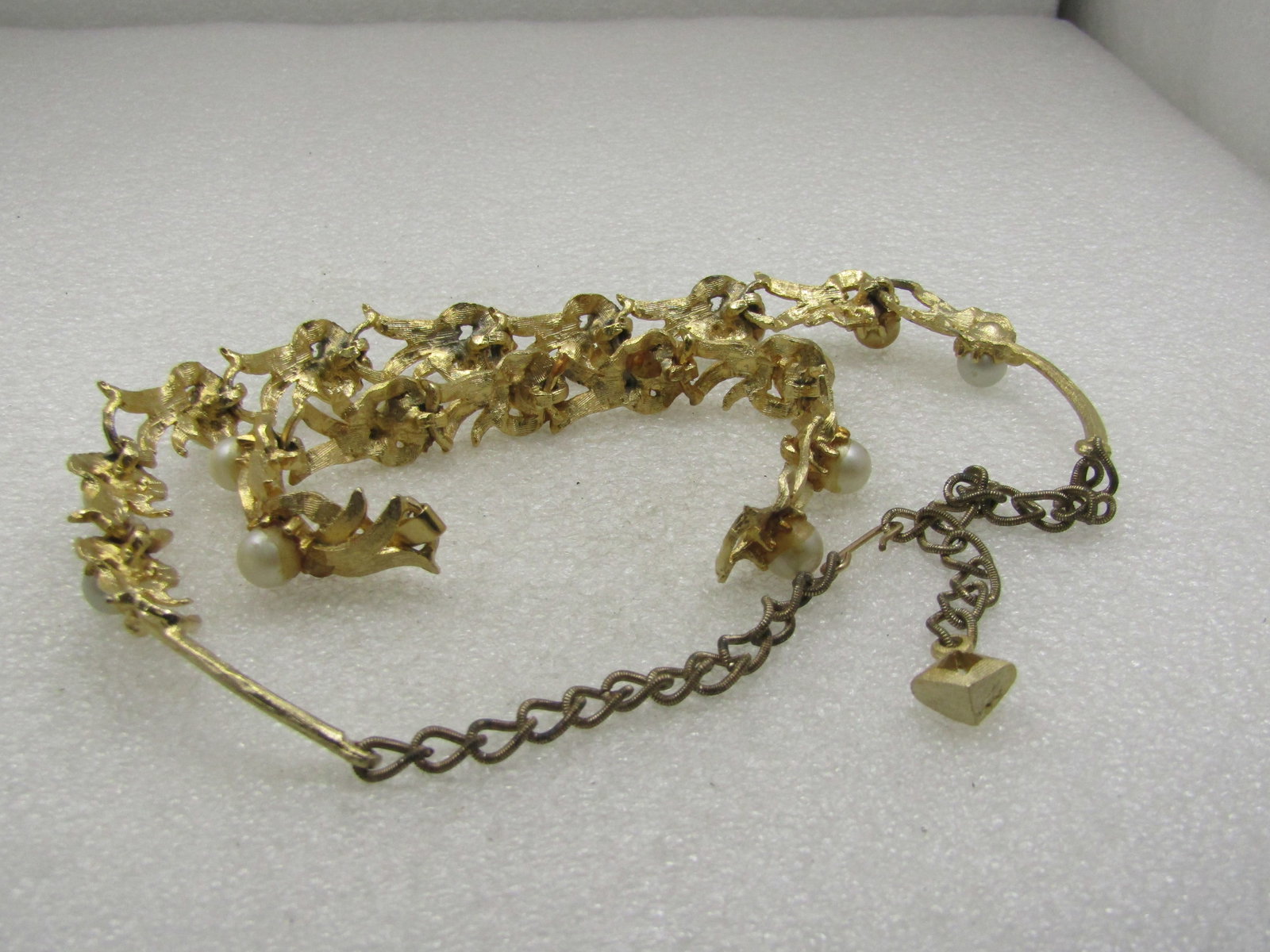 Vintage Faux Pearl LeaF Chocker & Bracelet Set, 1960's - 5