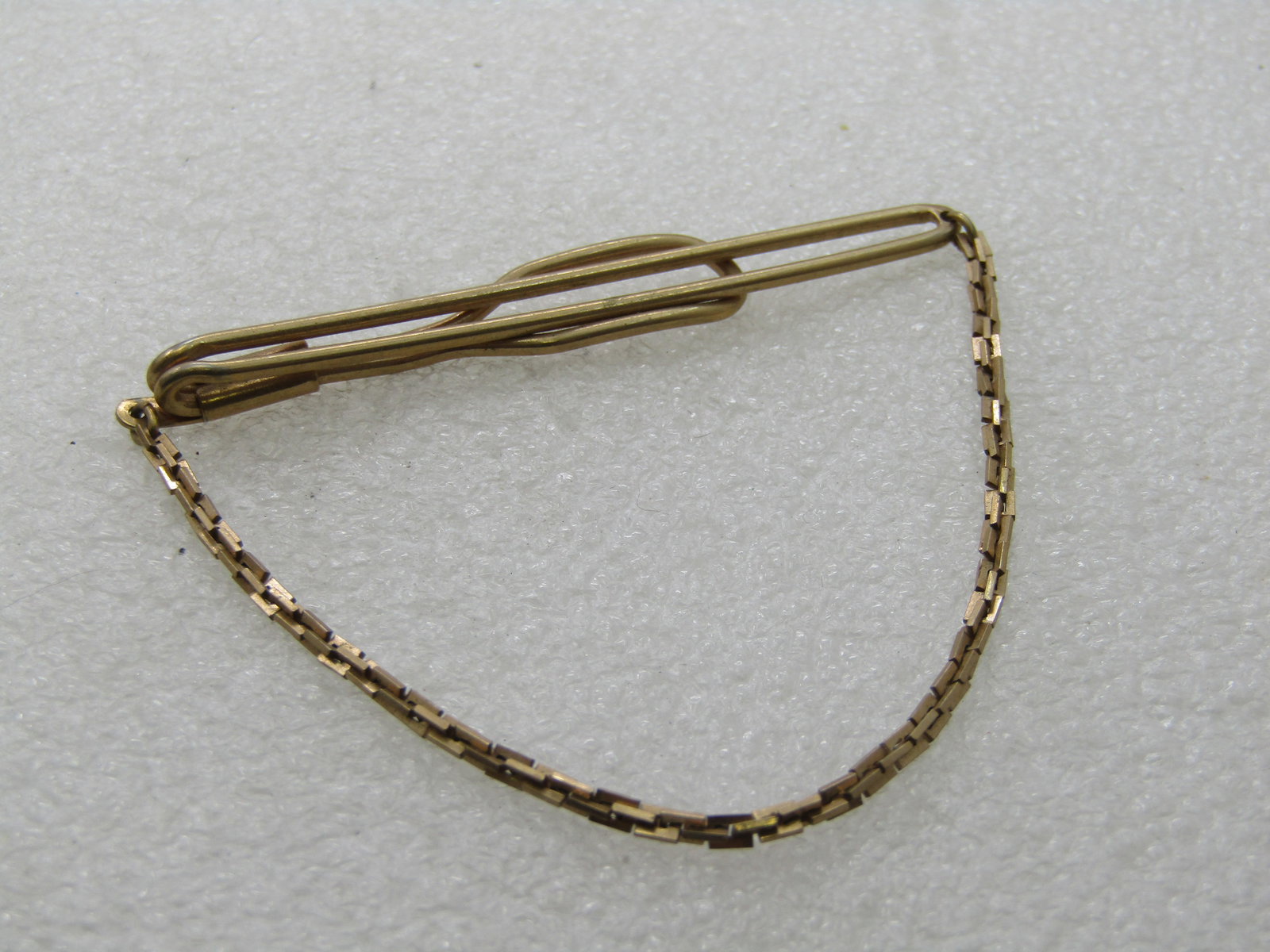 Vintage Swank Tie Bar with Chain, 1940's-1950's, Gold Tone - 2