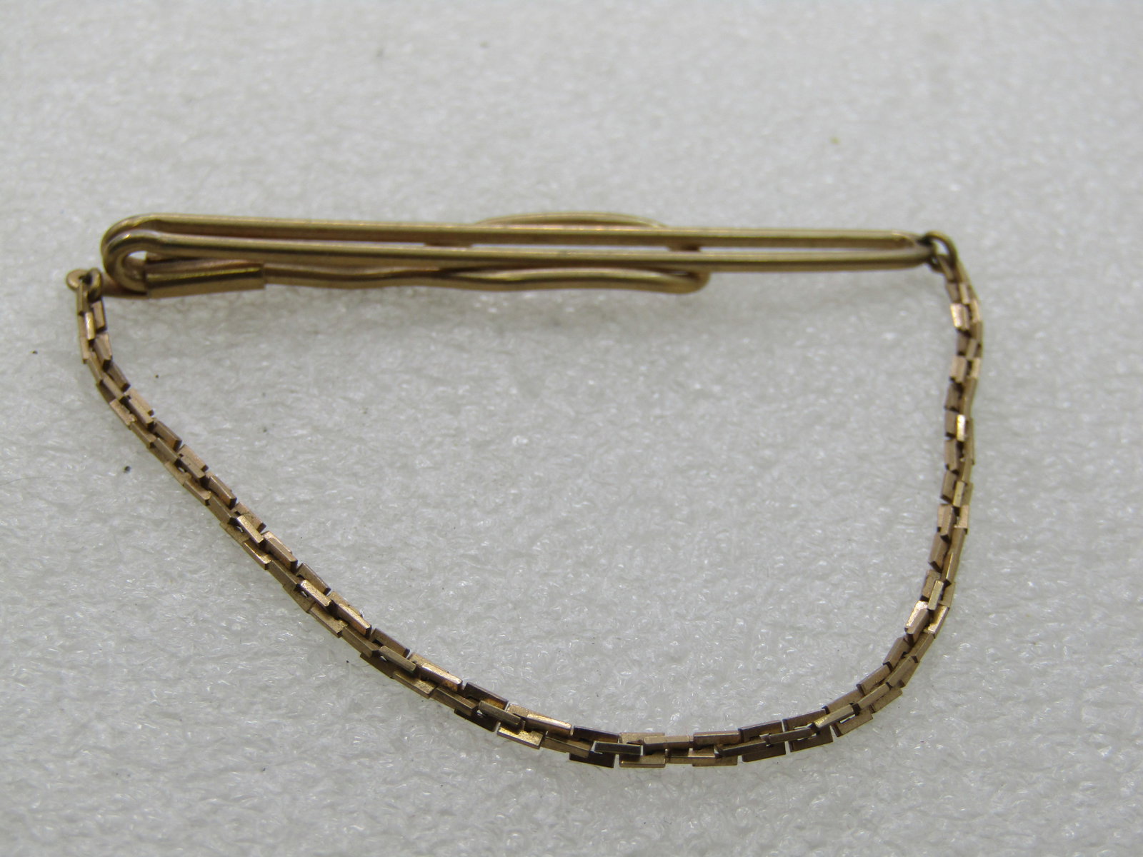 Vintage Swank Tie Bar with Chain, 1940's-1950's, Gold Tone - 3