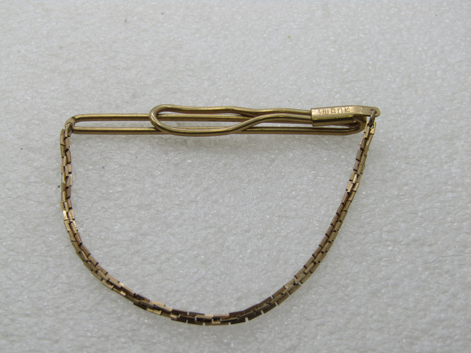 Vintage Swank Tie Bar with Chain, 1940's-1950's, Gold Tone - 4