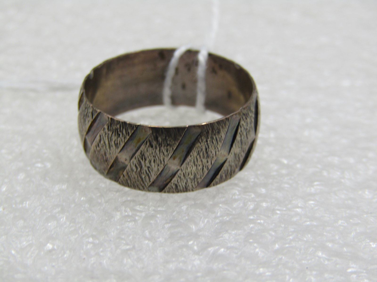 Vintage Sterling 7.5mm Wide Band Ring, Sz. 8, Signed M.H - 4