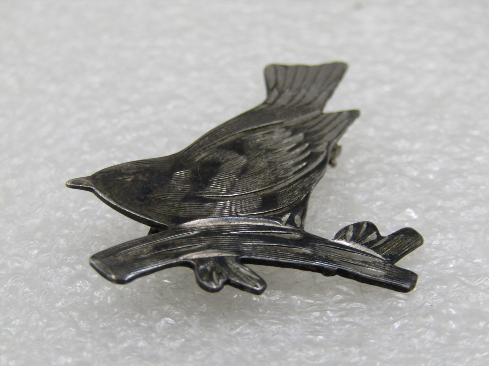 Vintage Sterling Bird on Branch Brooch, 1940's-1950's - 3