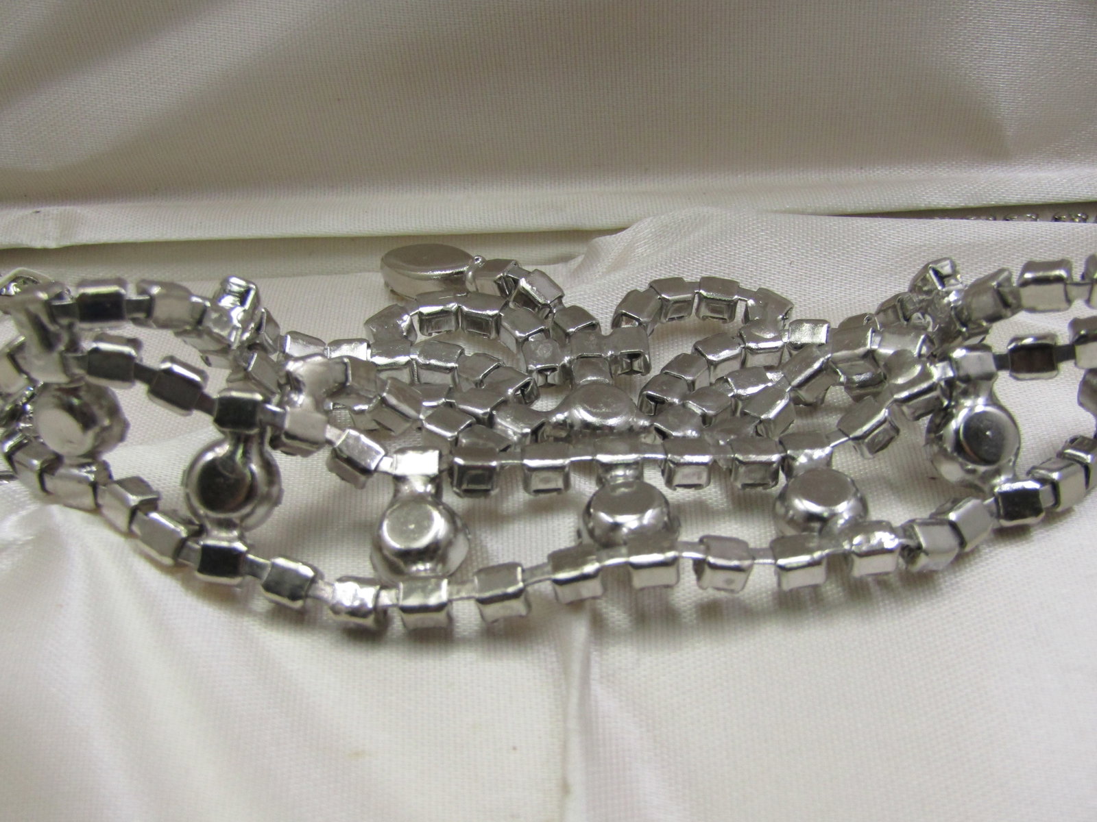 Vintage Rhinestone Bib Necklace & Earrings Art Deco Themed Set in Box - 4