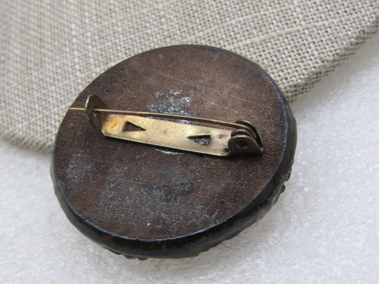Vintage Inlaid Carved Wood Blossom Brooch , Mid-Century, 1.5" - 5