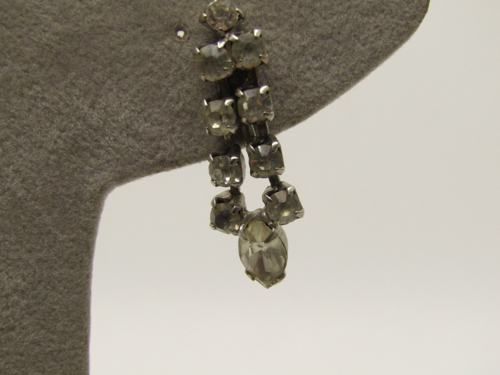 Vintage Art Deco Rhinestone Drop Earrings, Screw Back, 1.25" - 3