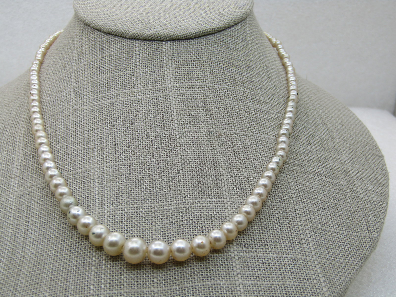 Vintage Graduated Faux Pearl Necklace, 17.5", 2.5mm-7.5mm - 2